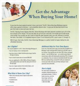 Affordable mortgages and downpayment assistance for many residents of North Carolina.